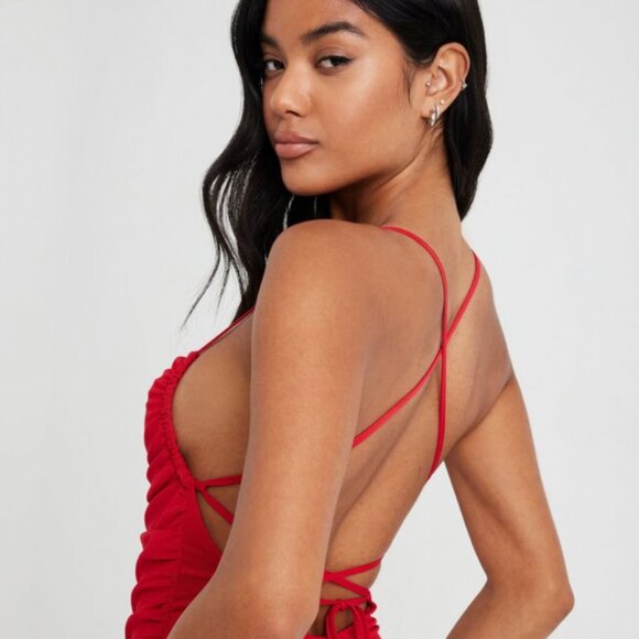 Brand New Crimson Red Garage Ruched Bodysuit - NWT! - Picture 2 of 5